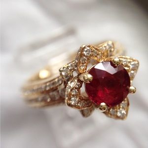 Ruby and yellow gold engagement ring